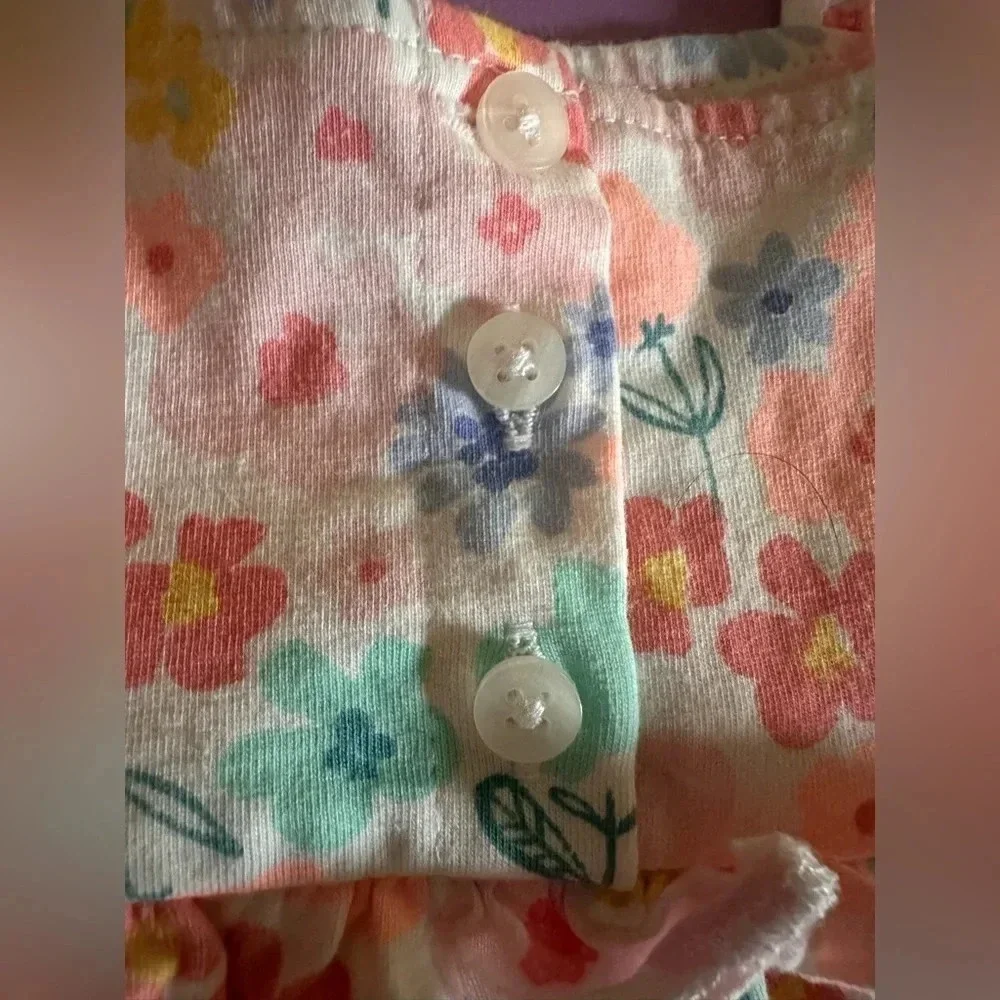 Carter's Baby Girls Floral Cotton Romper Size 9m